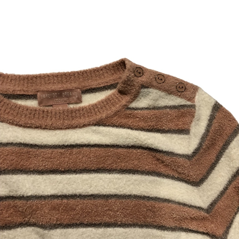 Barefoot‎ Dreams CozyChic Lite Lurex Pink Multi Sweater Size Medium - Picture 8 of 8